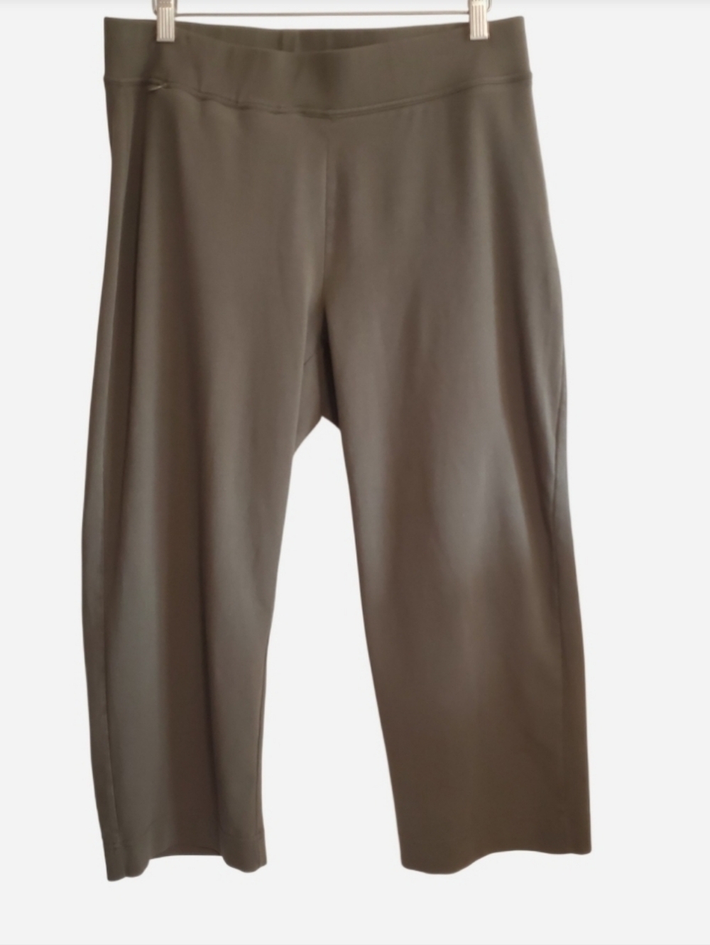 Lands End Women's Cotton Green Pull On Elastic Waist Pull On Pants Size L Lounge